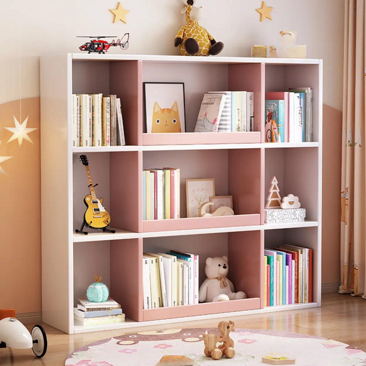 Modern Closed Square 3-Shelf Wood Organizer Bookcase Image - 1