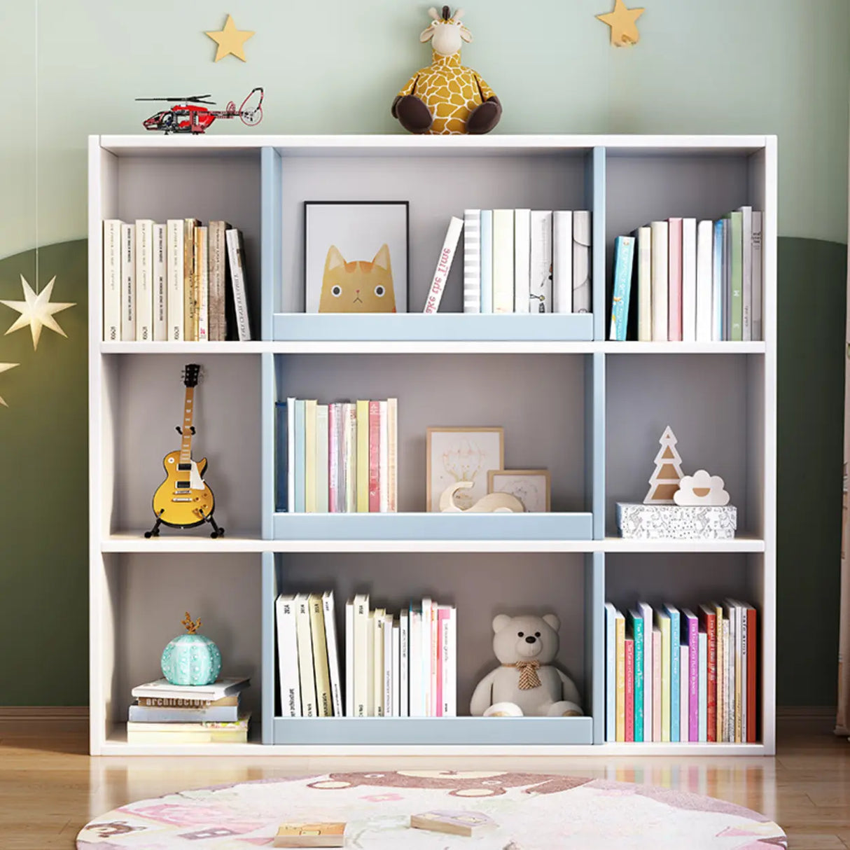 Modern Closed Square 3-Shelf Wood Organizer Bookcase Image - 10