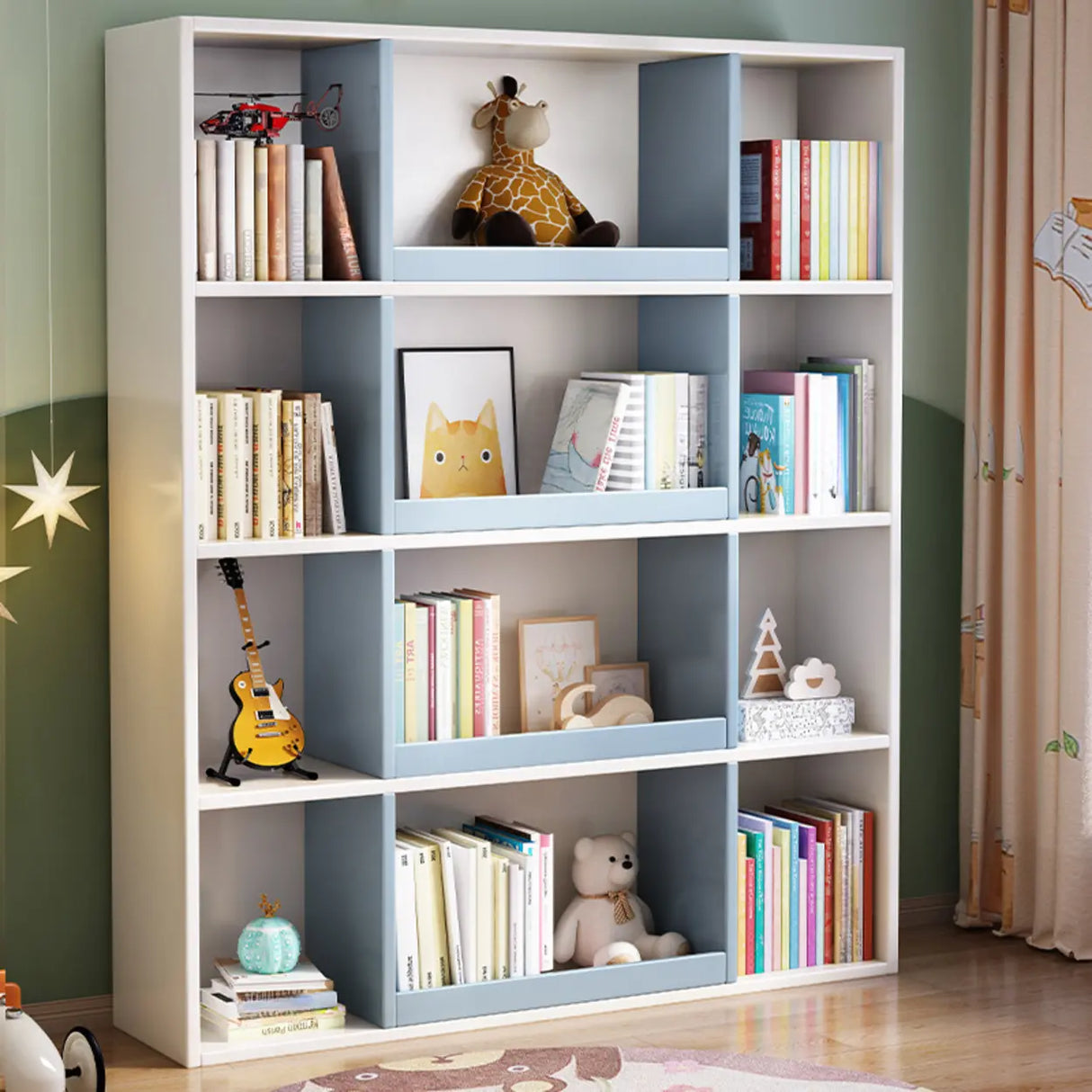 Modern Closed Square 3-Shelf Wood Organizer Bookcase Image - 12