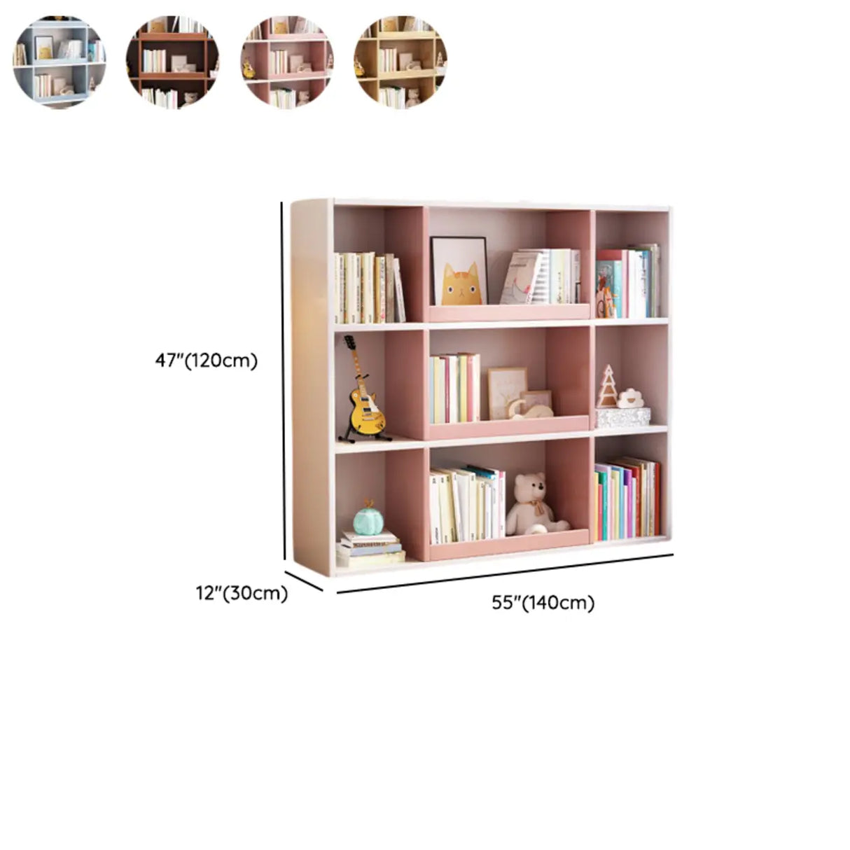 Modern Closed Square 3-Shelf Wood Organizer Bookcase