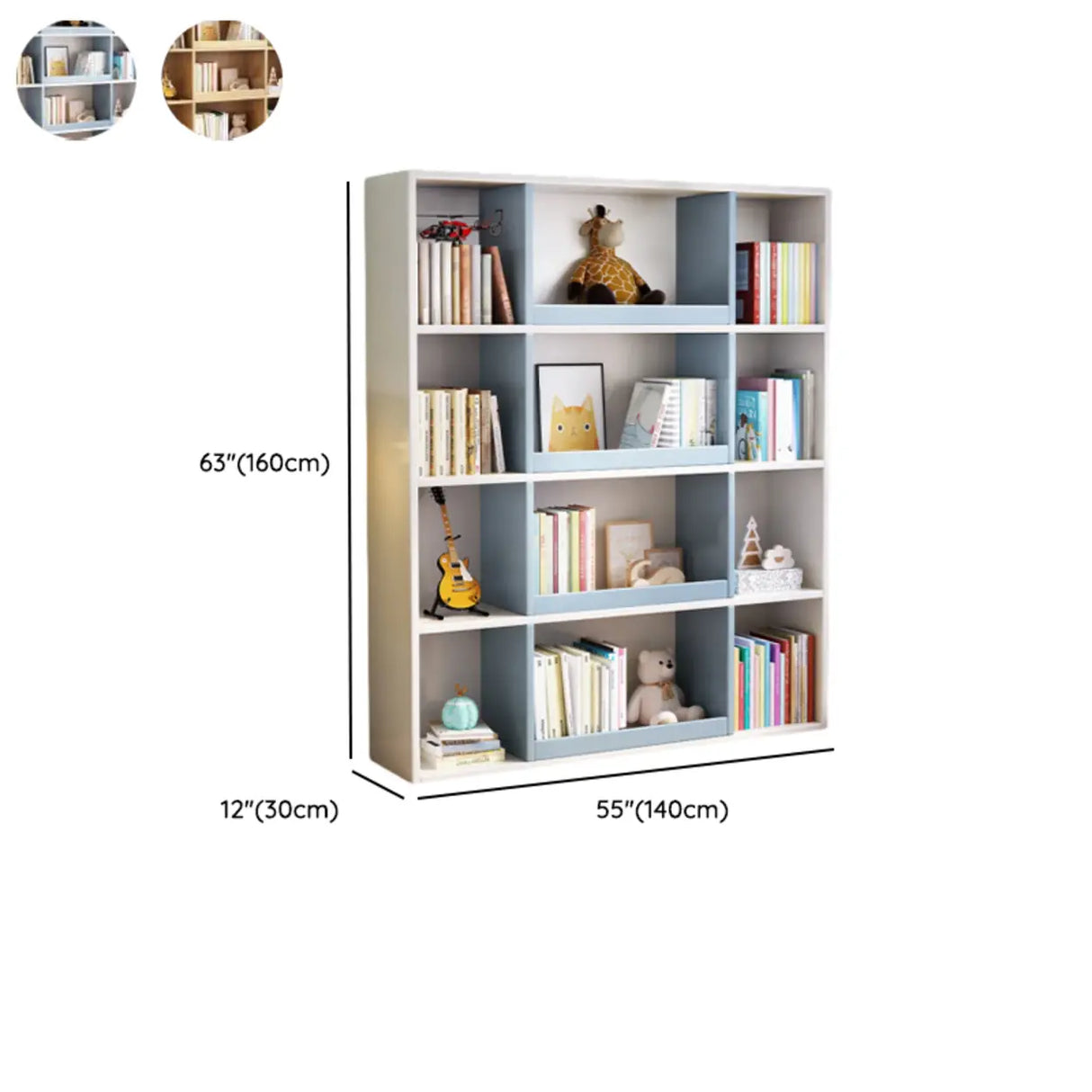 Modern Closed Square 3-Shelf Wood Organizer Bookcase Image - 14