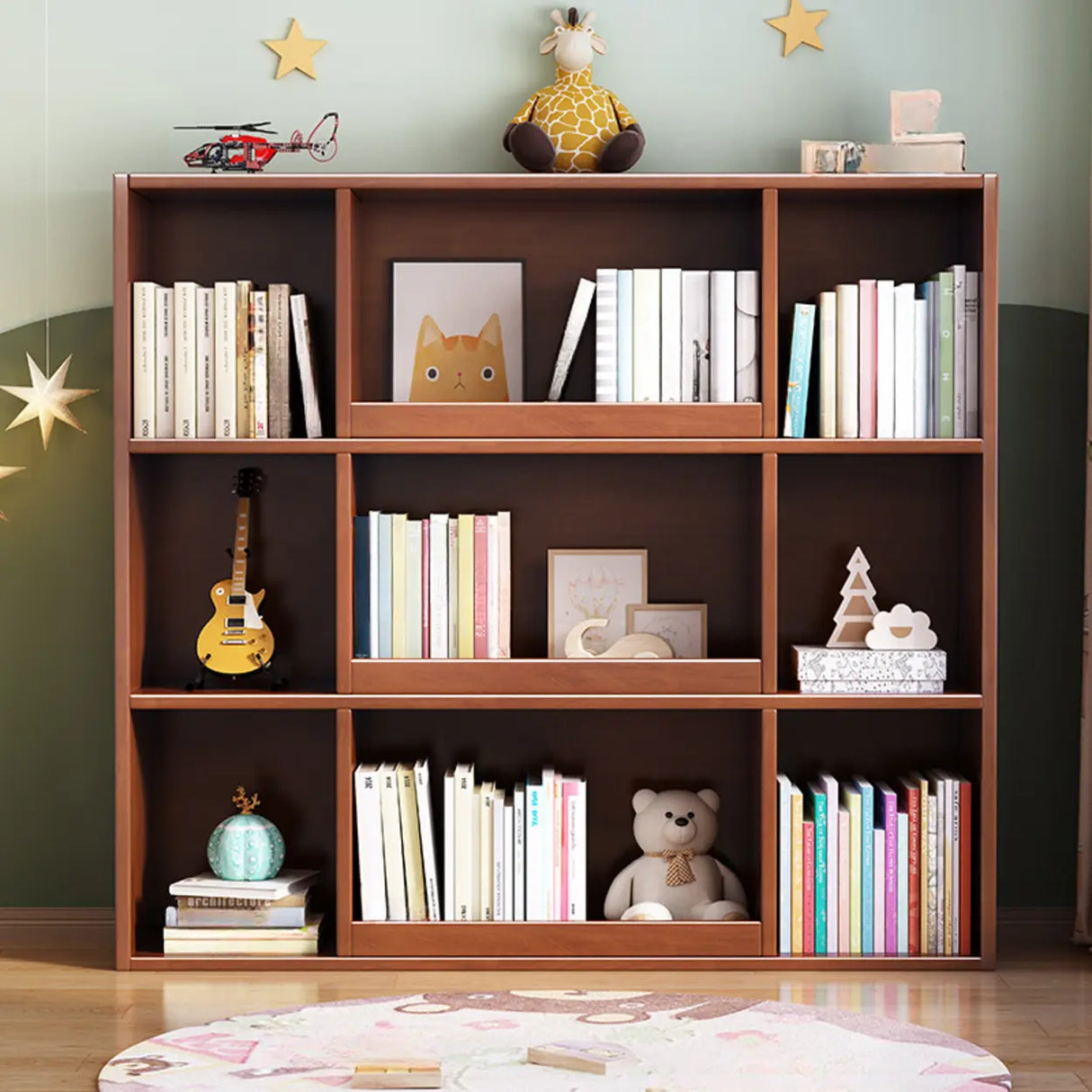 Modern Closed Square 3-Shelf Wood Organizer Bookcase Image - 2