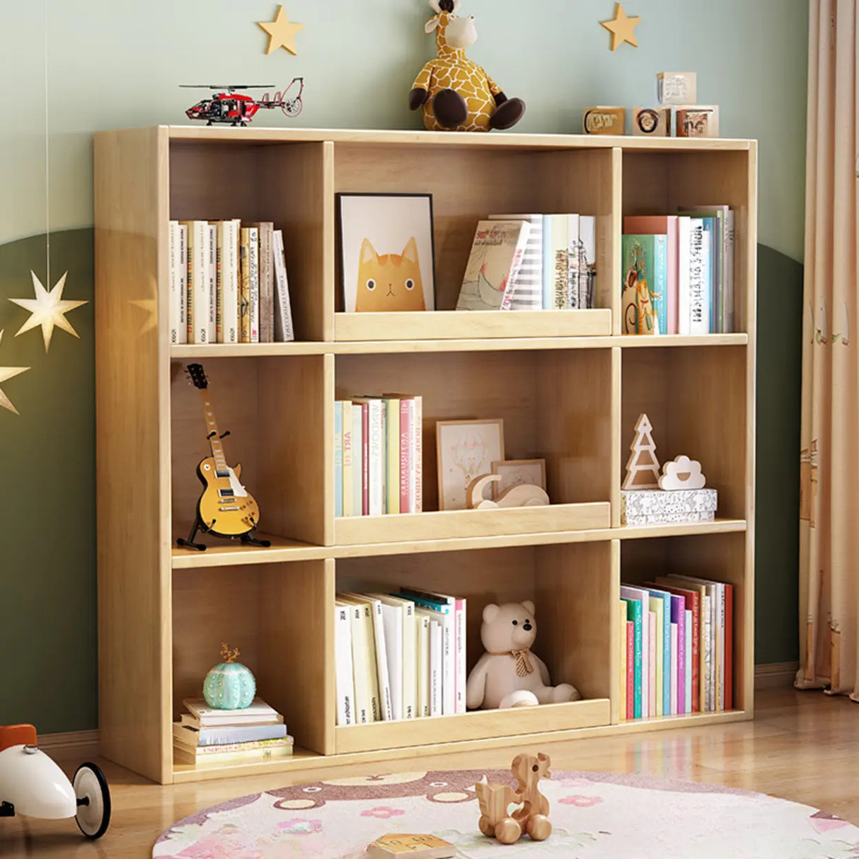 Modern Closed Square 3-Shelf Wood Organizer Bookcase Image - 3