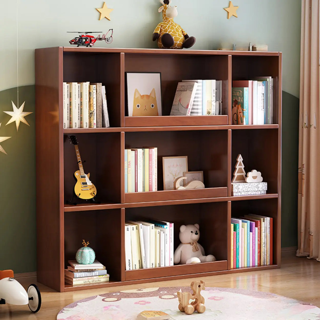 Modern Closed Square 3-Shelf Wood Organizer Bookcase Image - 4