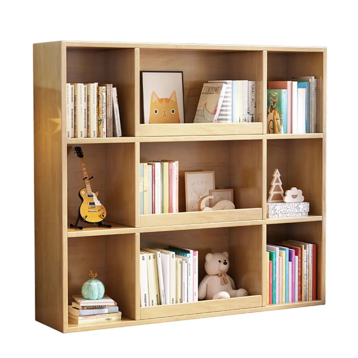 Modern Closed Square 3-Shelf Wood Organizer Bookcase Image - 5