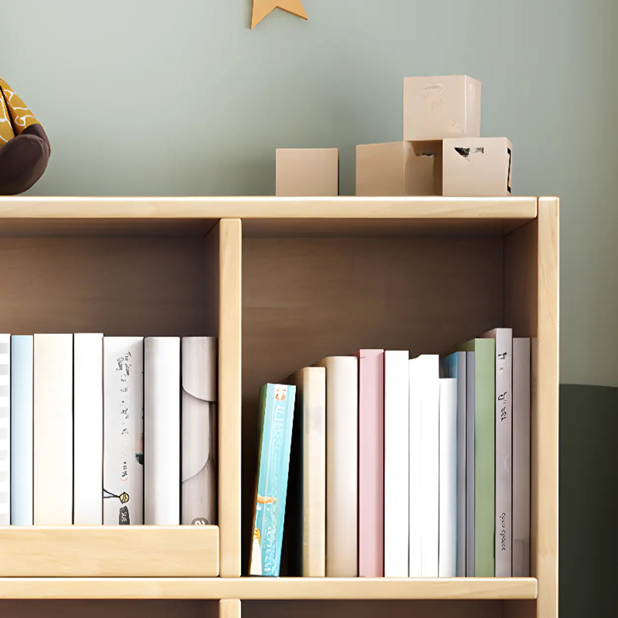 Modern Closed Square 3-Shelf Wood Organizer Bookcase Image - 7