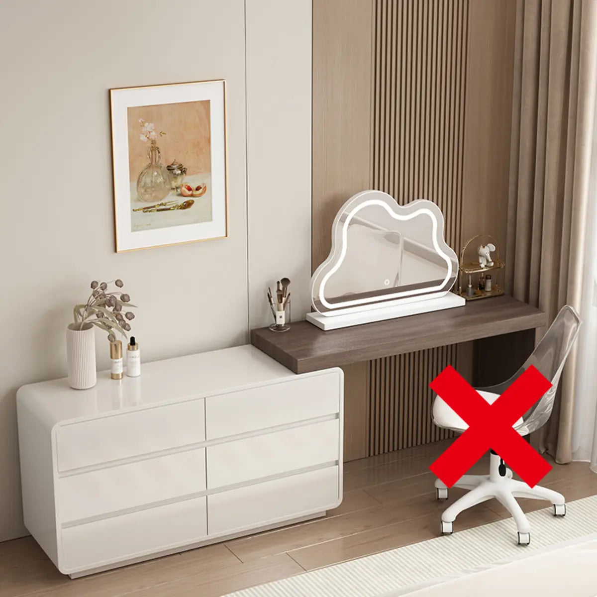 Modern Cloud-shaped Mirror Polymer LED White Makeup Vanity Image - 10