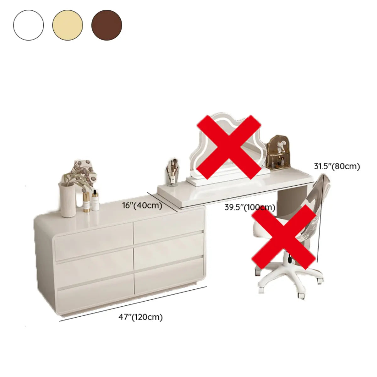 Modern Cloud-shaped Mirror Polymer LED White Makeup Vanity