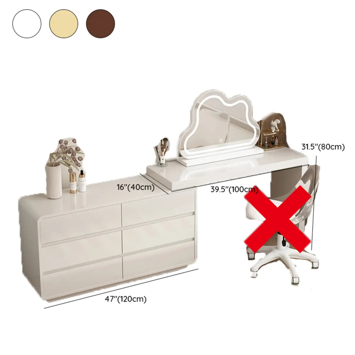 Modern Cloud-shaped Mirror Polymer LED White Makeup Vanity Image - 15