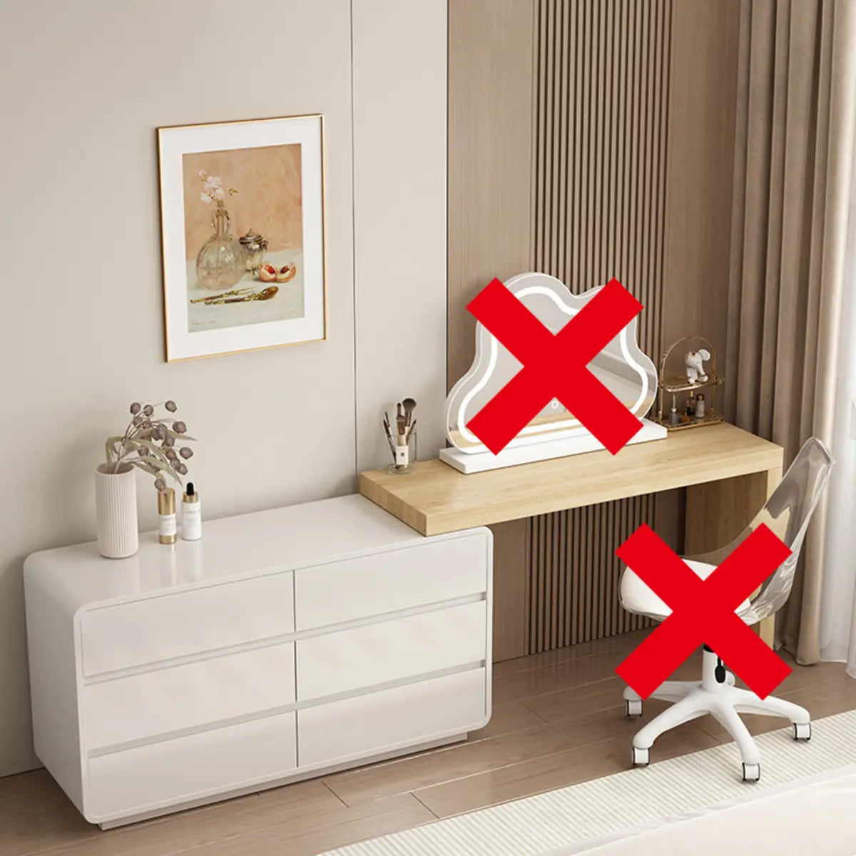 Modern Cloud-shaped Mirror Polymer LED White Makeup Vanity Image - 3