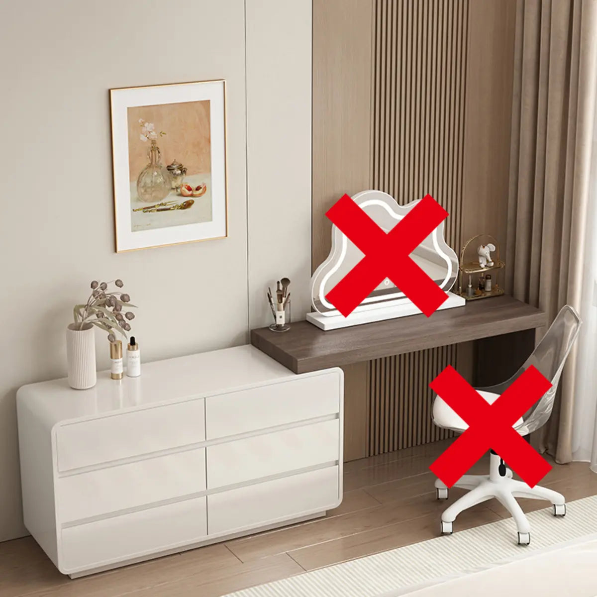 Modern Cloud-shaped Mirror Polymer LED White Makeup Vanity Image - 5