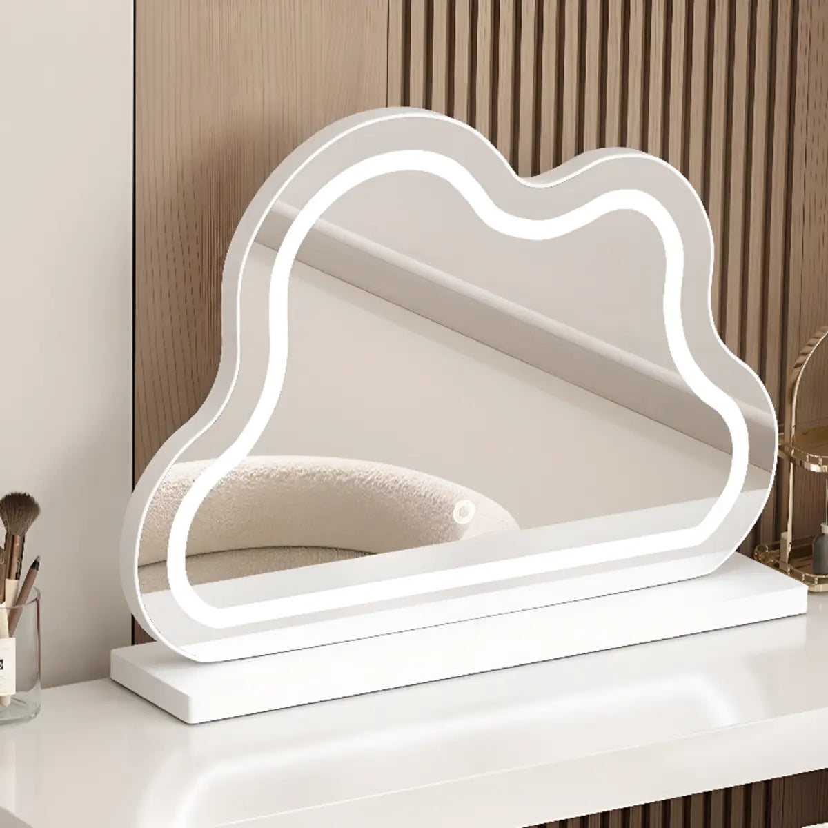 Modern Cloud-shaped Mirror Polymer LED White Makeup Vanity Image - 6