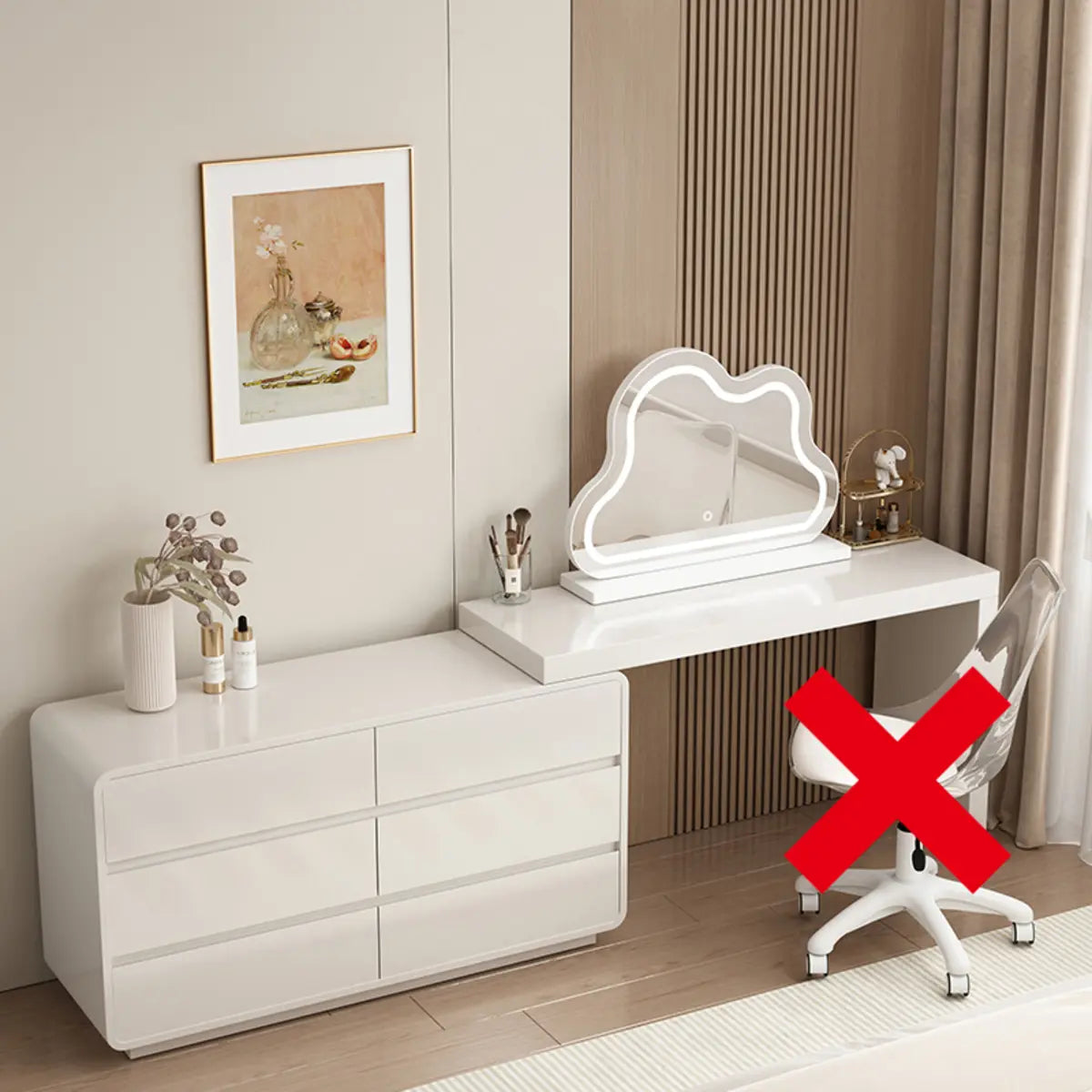 Modern Cloud-shaped Mirror Polymer LED White Makeup Vanity Image - 7