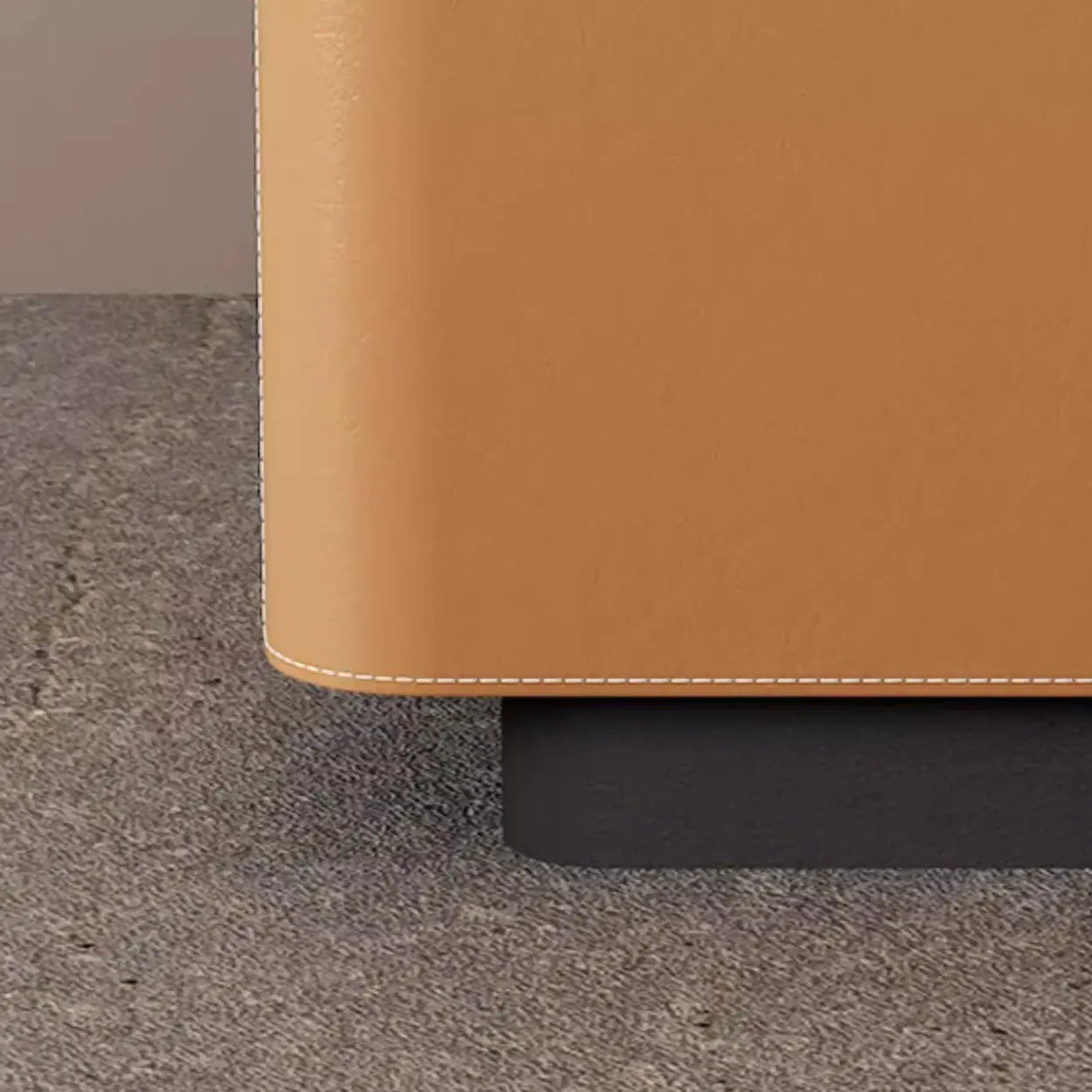 Modern Coffee Leather Nightstand with Dual Storage Drawers Image - 10