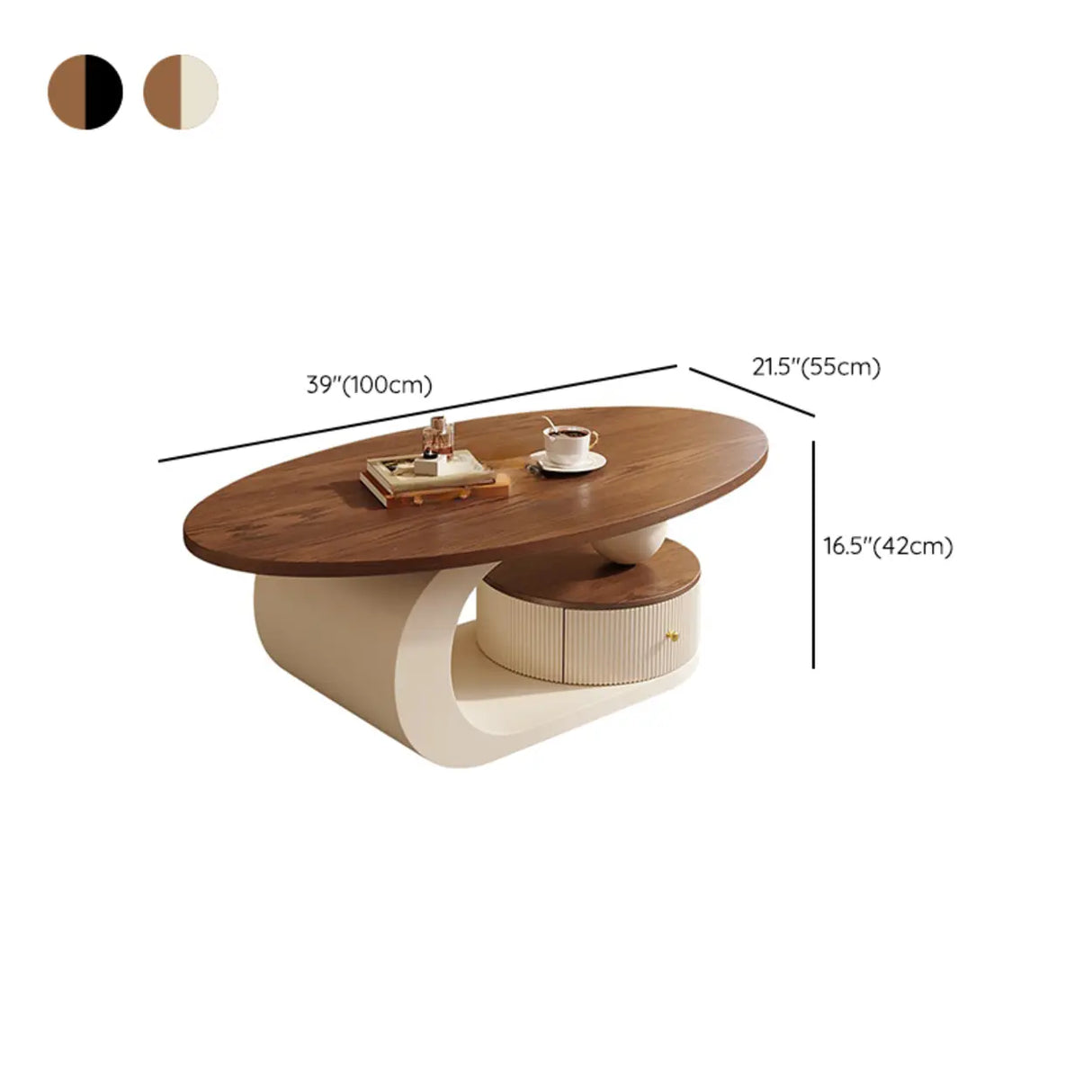 Modern Coffee Table Set with Storage, Wood & Metal Design