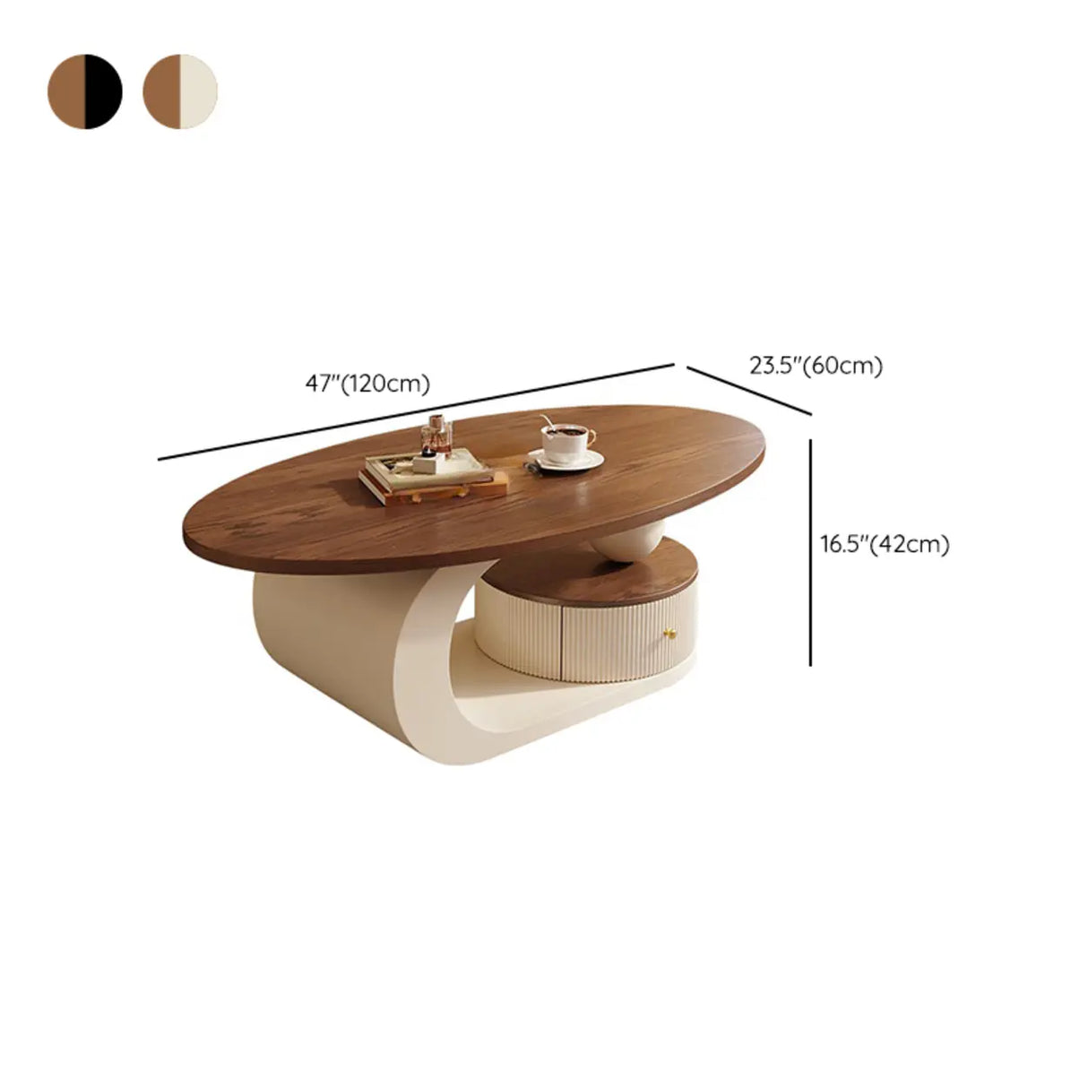 Modern Coffee Table Set with Storage, Wood & Metal Design Image - 11