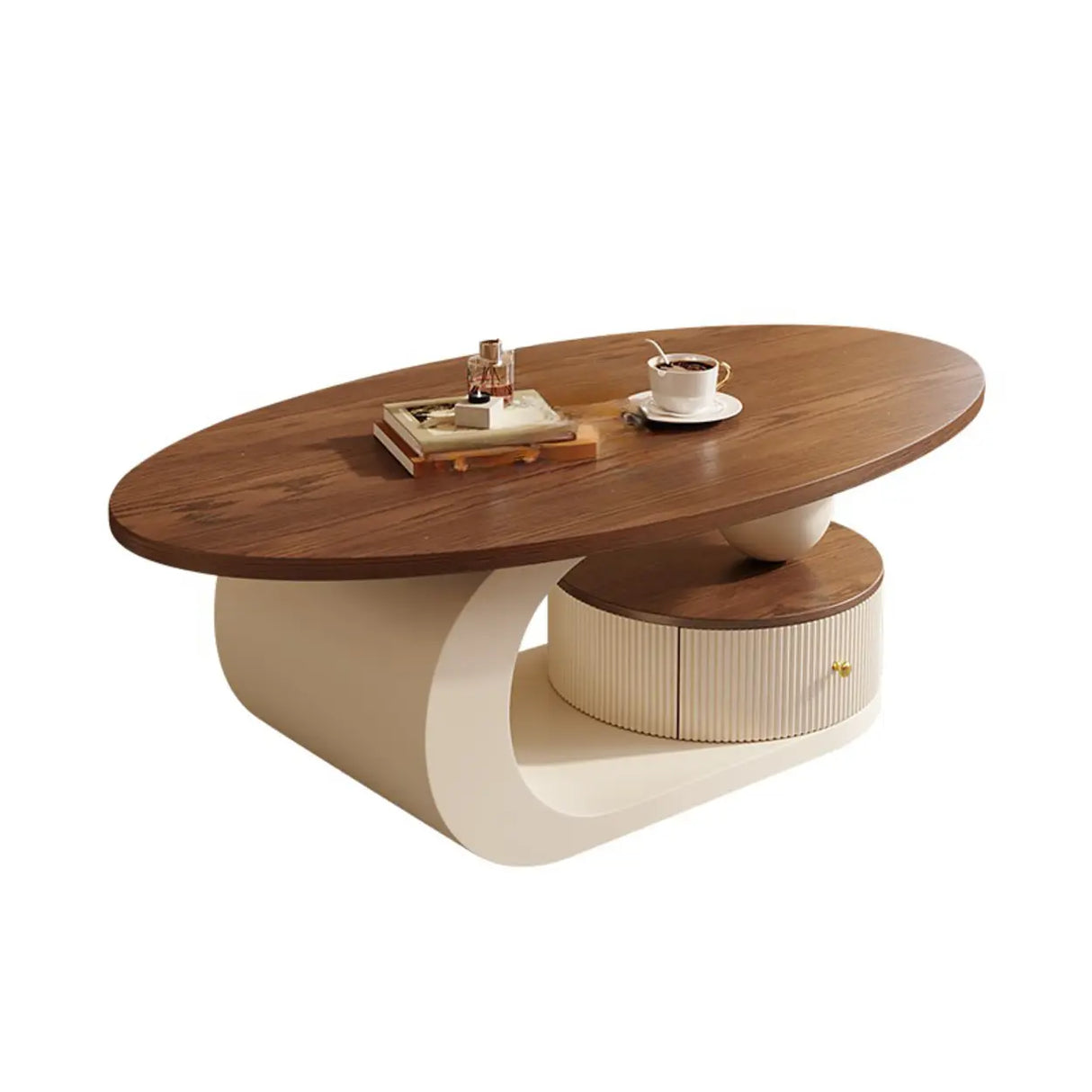 Modern Coffee Table Set with Storage, Wood & Metal Design Image - 3