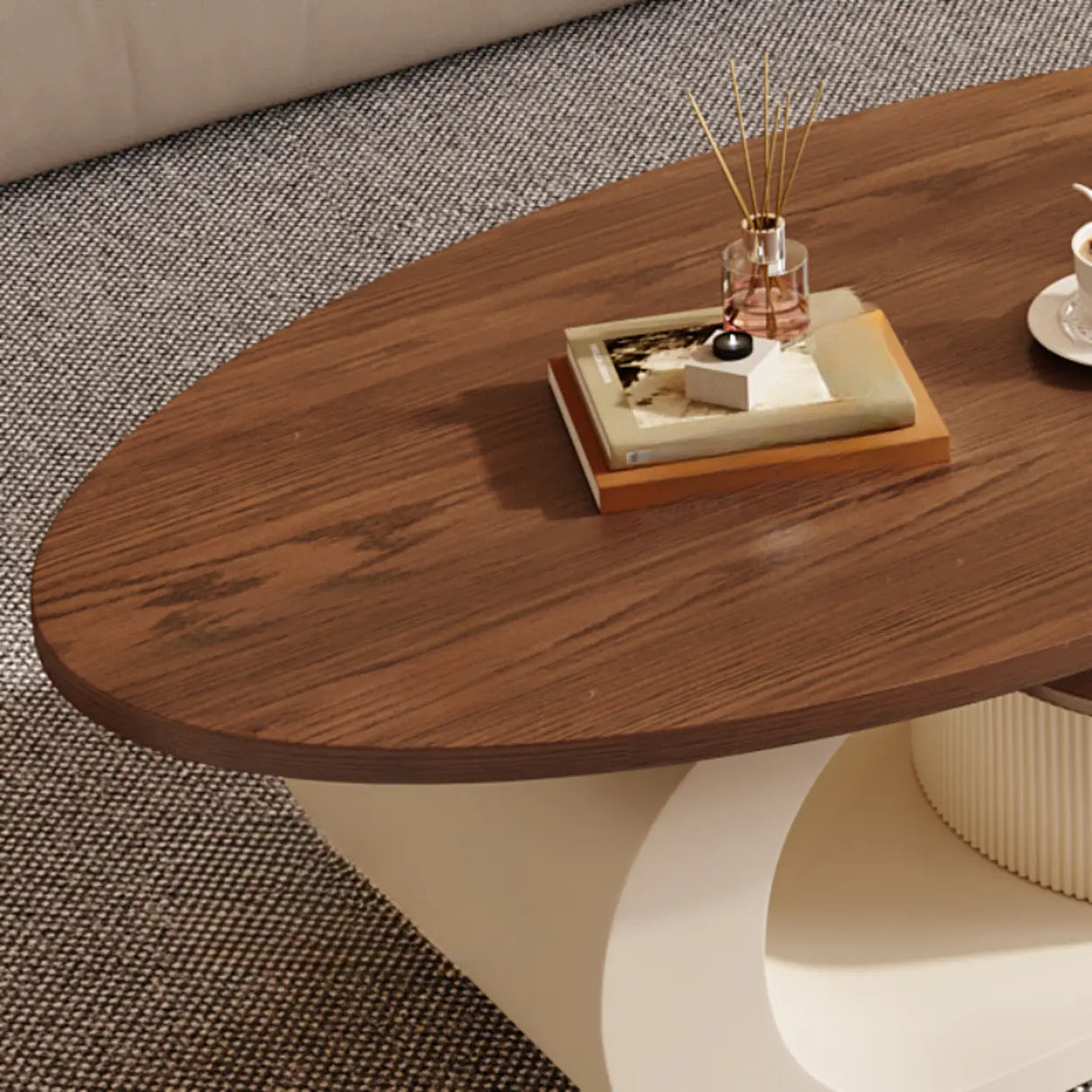Modern Coffee Table Set with Storage, Wood & Metal Design Image - 9