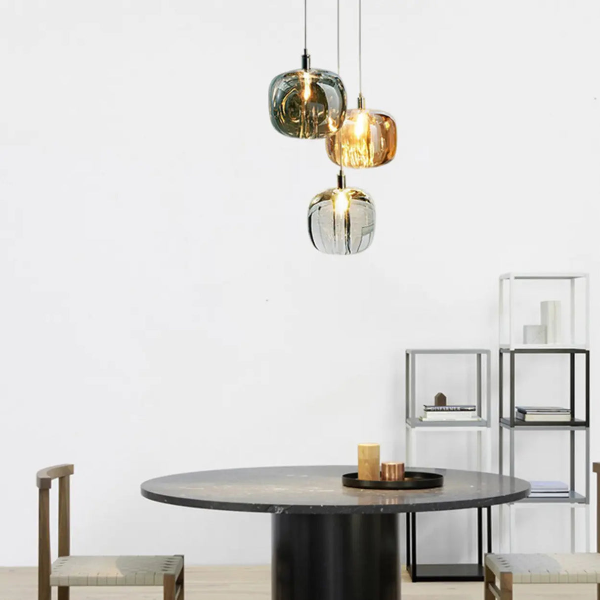 Modern Colorful Cube Mirrored Glass Pendant Light Image - 2