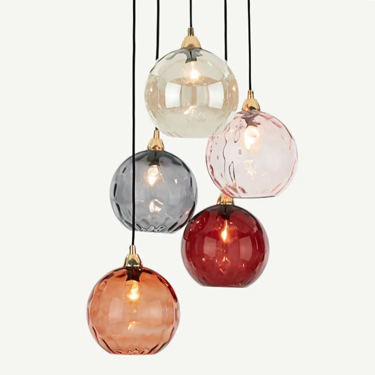 Modern Colorful Glass Globe Ball Cluster Pendant Light Image - 1