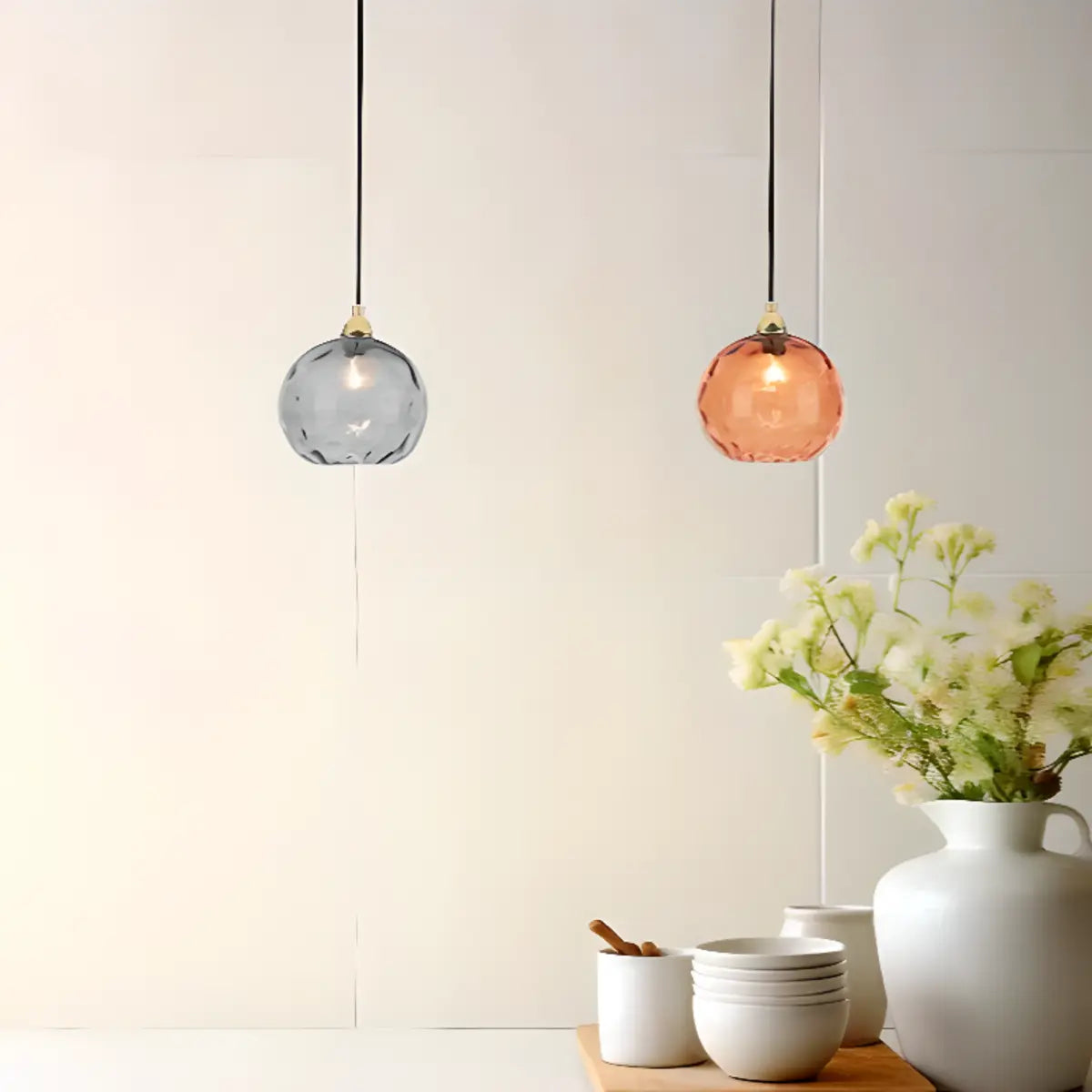 Modern Colorful Glass Globe Ball Cluster Pendant Light Image - 4
