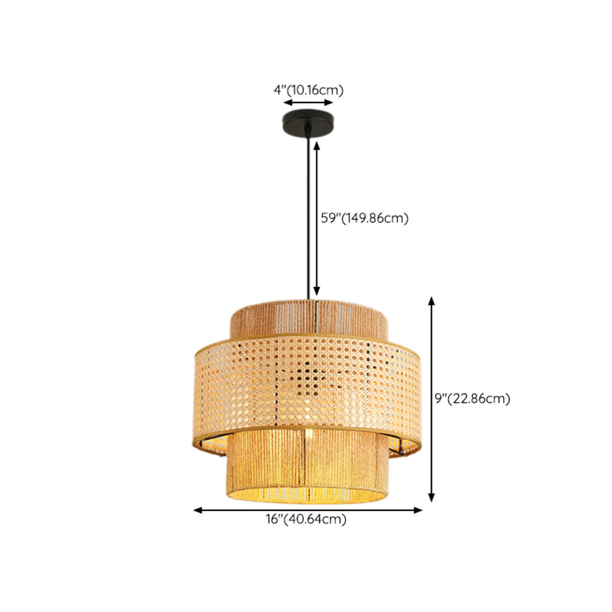 Modern Column Cylinder Rope Pendant Light Adjustable Height