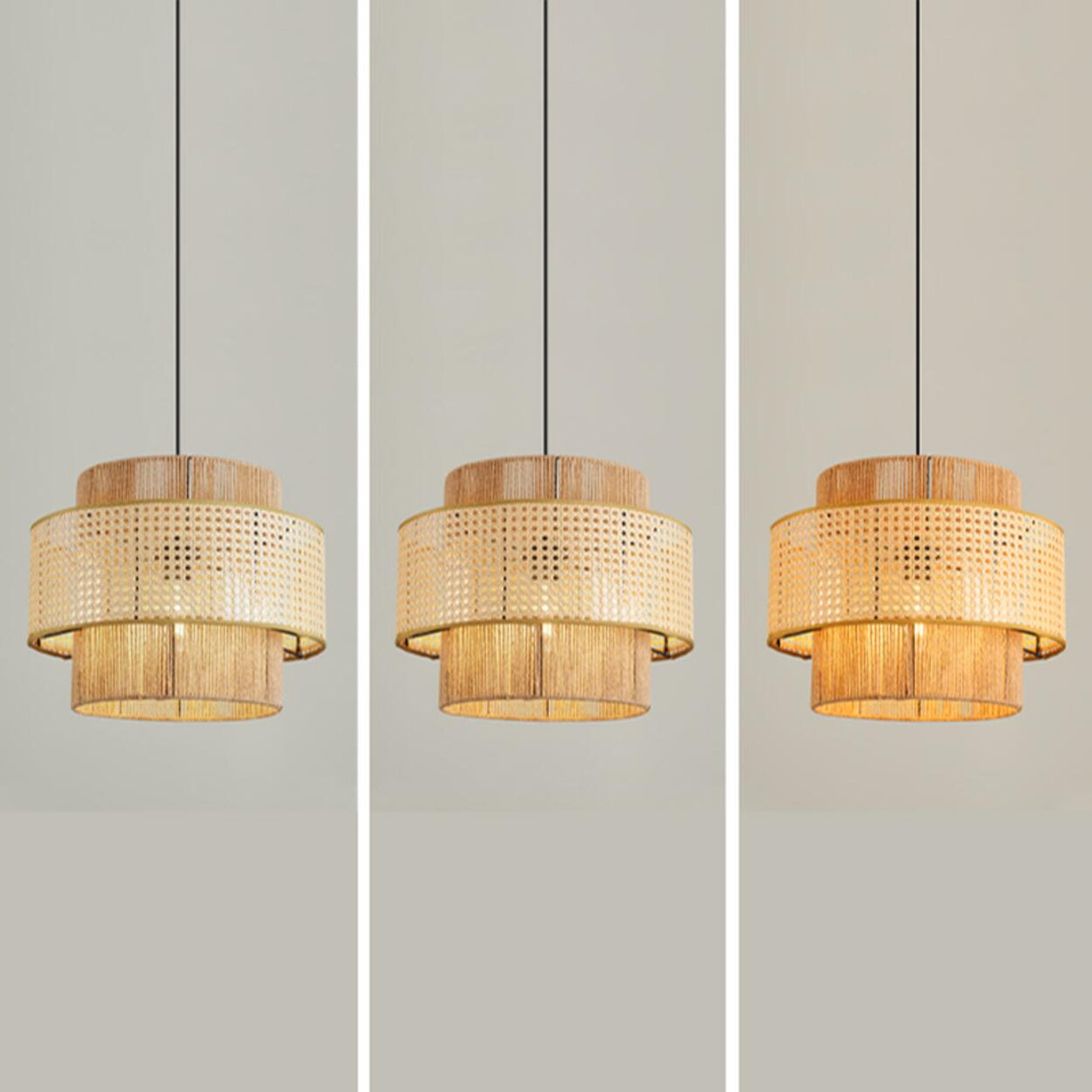 Modern Column Cylinder Rope Pendant Light Adjustable Height Image - 7