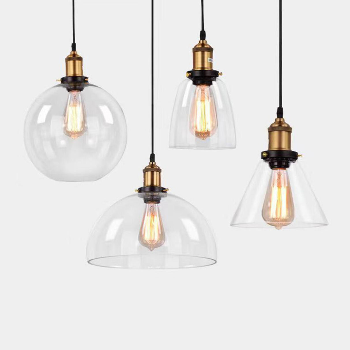 Modern Cone Clear Glass Pendant Lights Adjustable Cord Image - 11