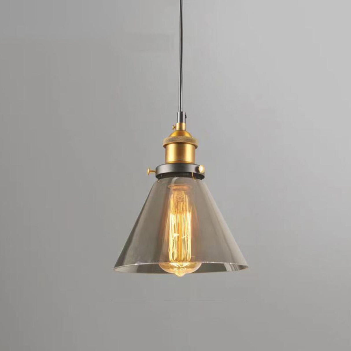 Modern Cone Clear Glass Pendant Lights Adjustable Cord Image - 4