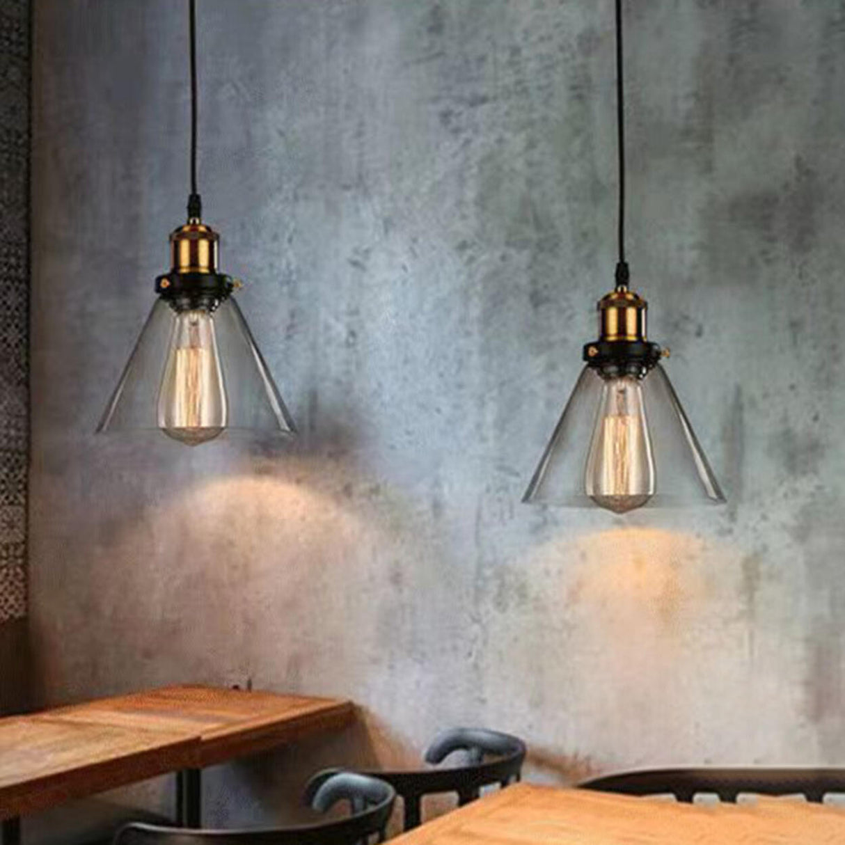 Modern Cone Clear Glass Pendant Lights Adjustable Cord Image - 8