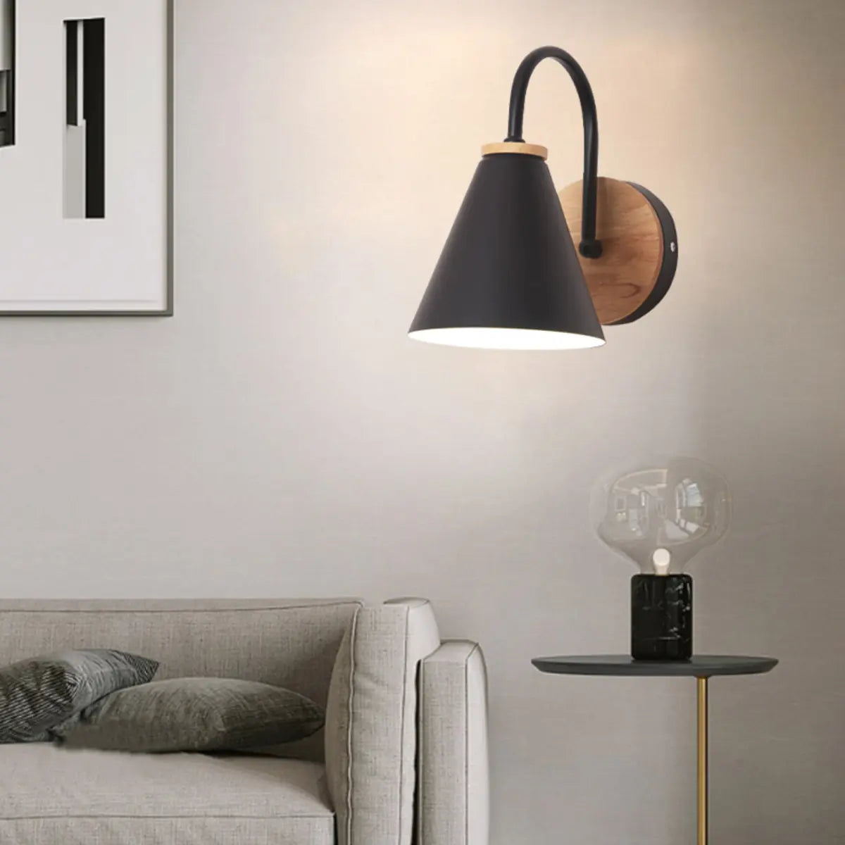 Modern Cone Iron Shade Downlight Small Wall Light Black Image - 6