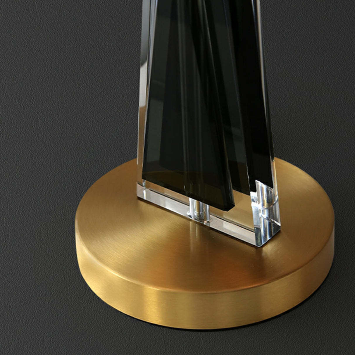 Modern Conical Crystal Base Barrel Shade Table Lamp Image - 7