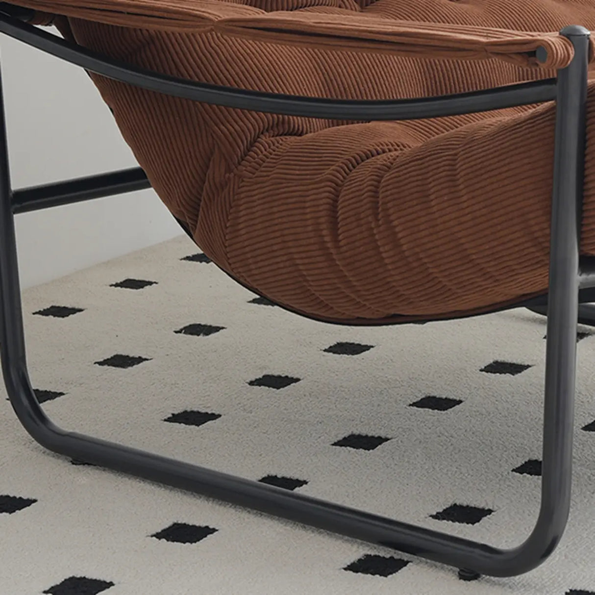 Modern Corduroy Brown Large Tufted Back Accent Chair With Arms Image - 6