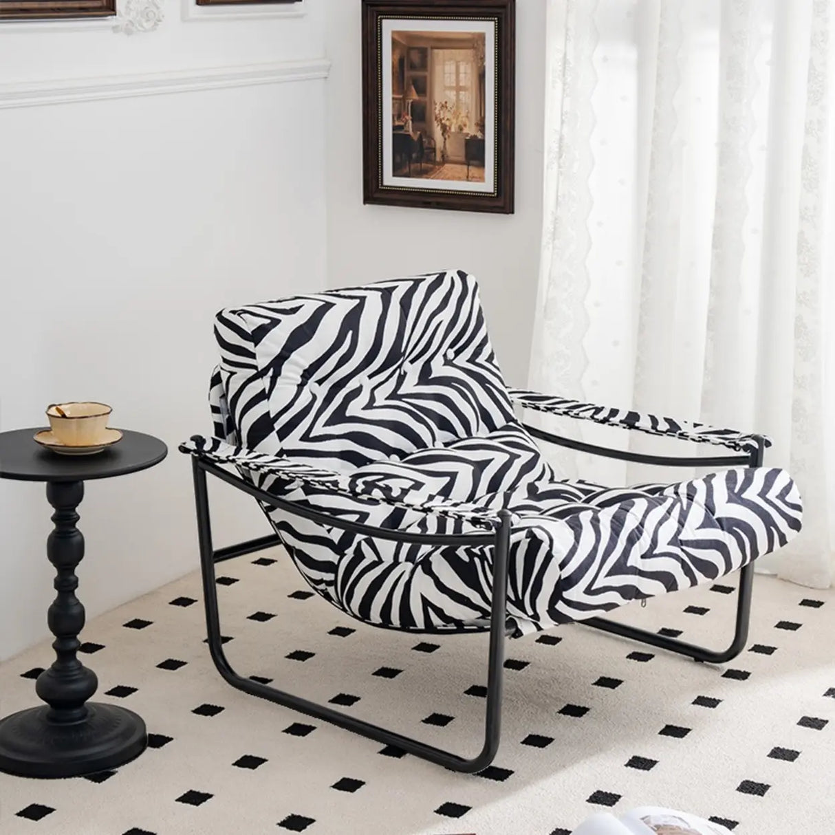 Modern Corduroy Brown Large Tufted Back Accent Chair With Arms Image - 9