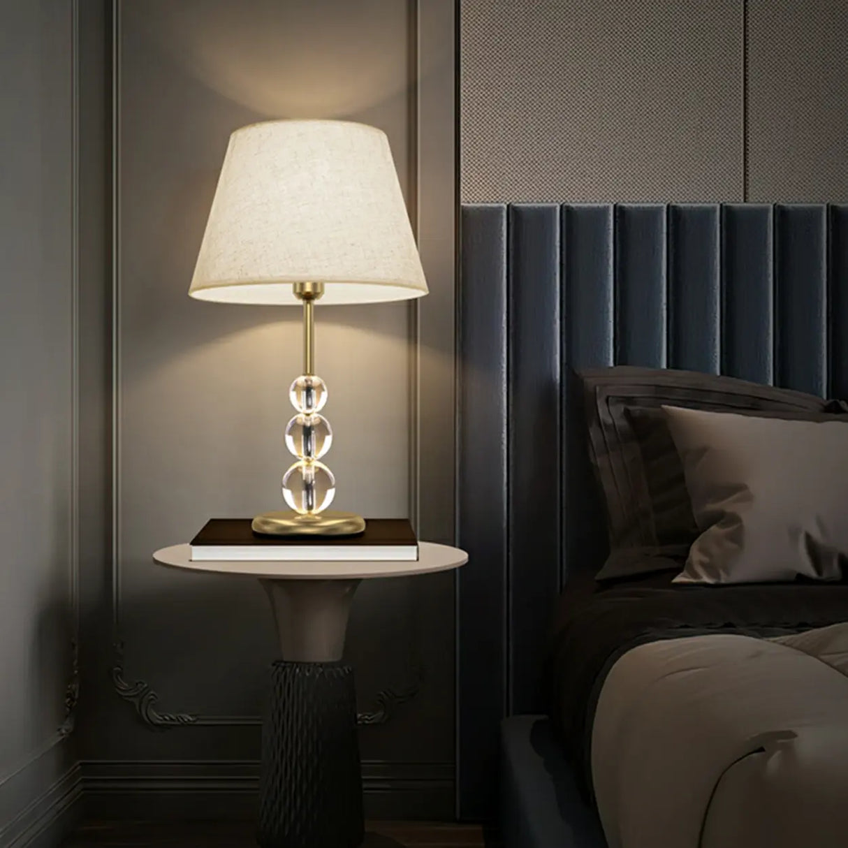 Modern Crystal Ball Base Table Lamp with Rocker Switch Image - 4