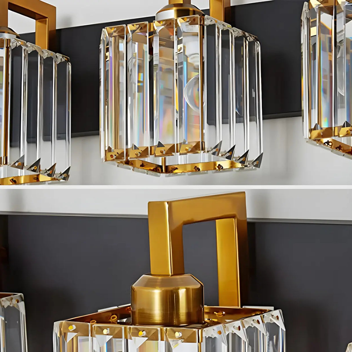 Modern Crystal Bathroom Vanity Light with Gold Finish Image - 12