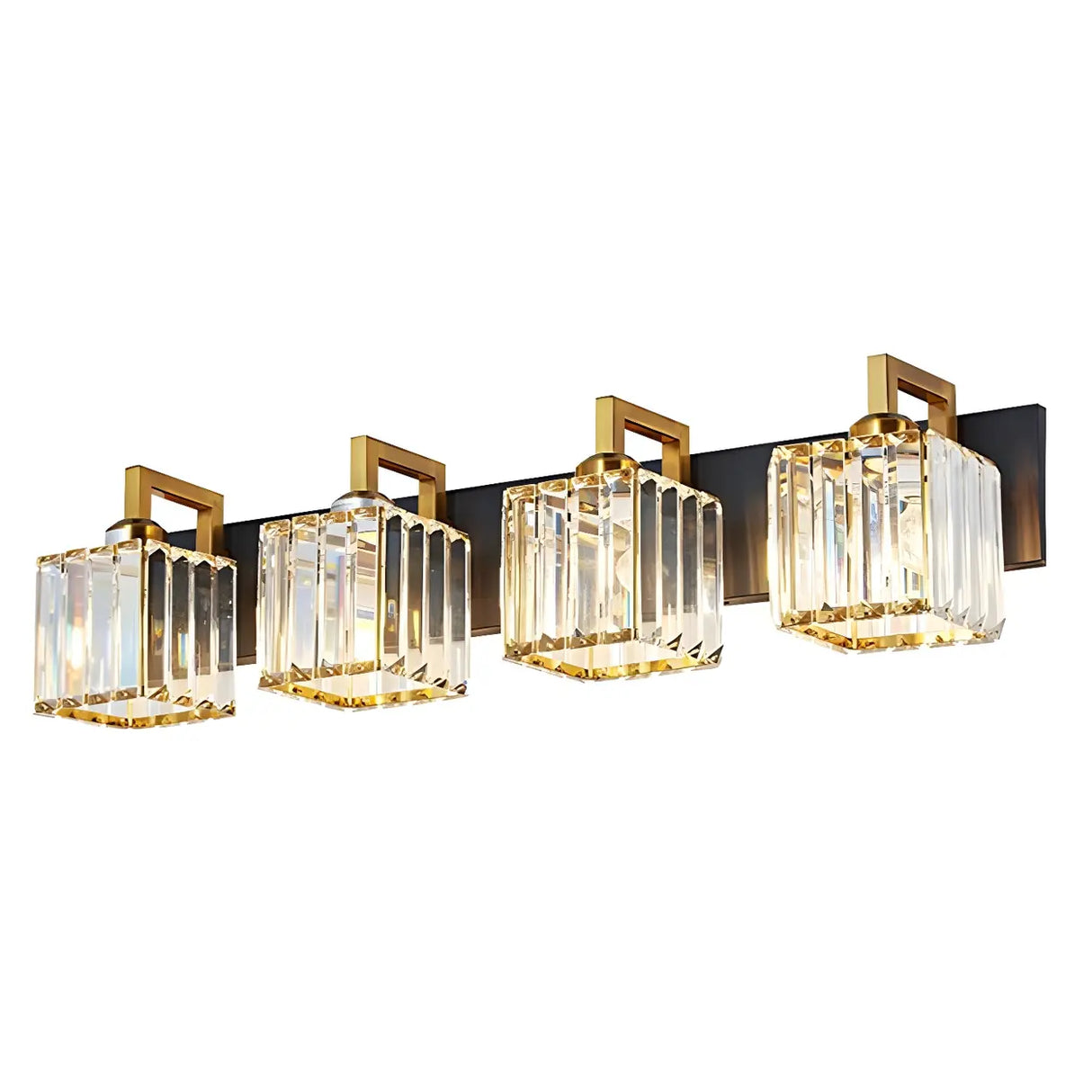 Modern Crystal Bathroom Vanity Light with Gold Finish Image - 5