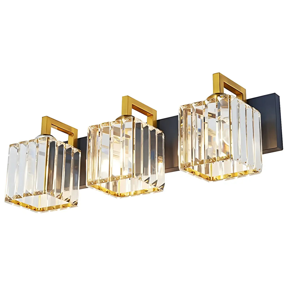 Modern Crystal Bathroom Vanity Light with Gold Finish Image - 7