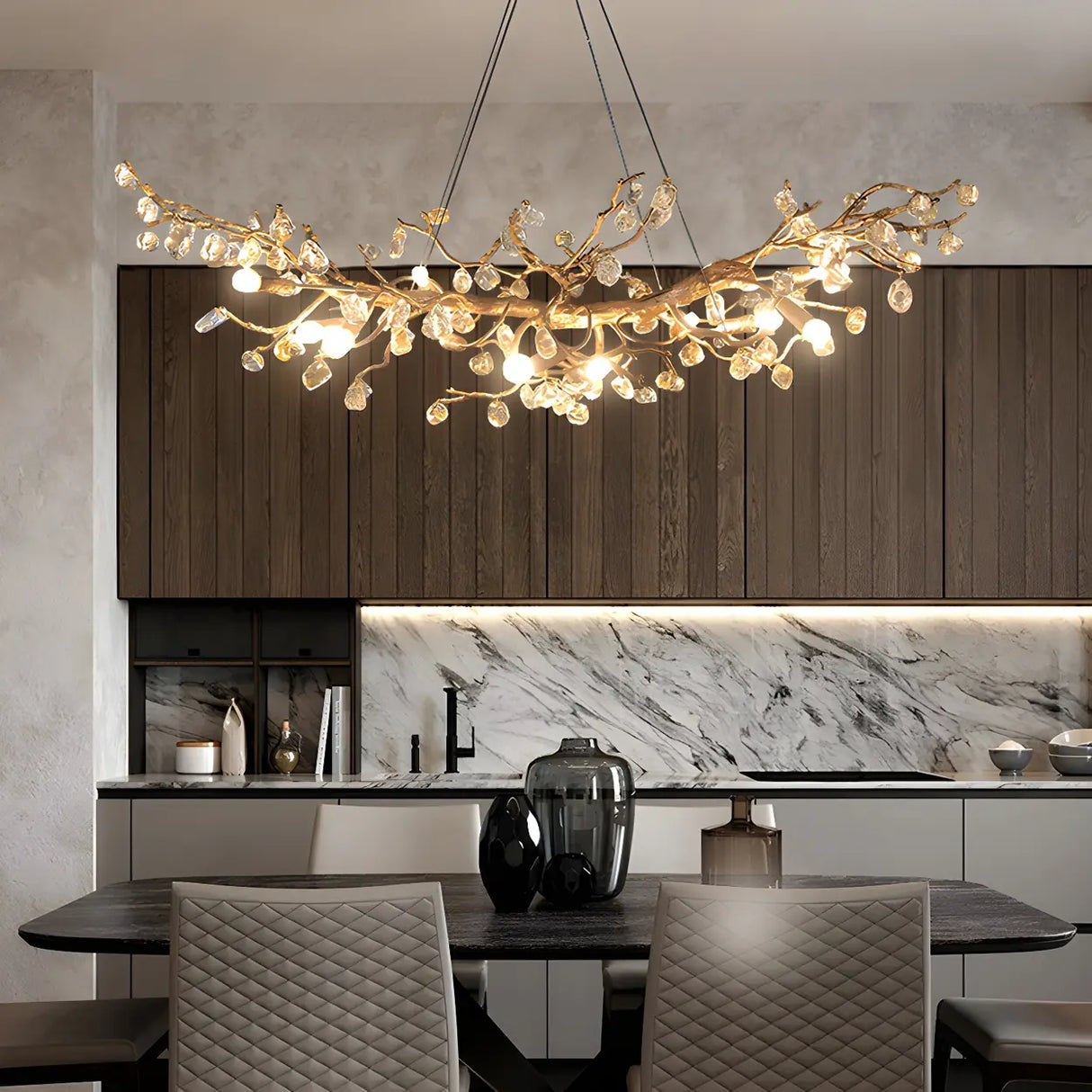 Modern Crystal Branch Chandelier for Dining Room Decor Image - 13