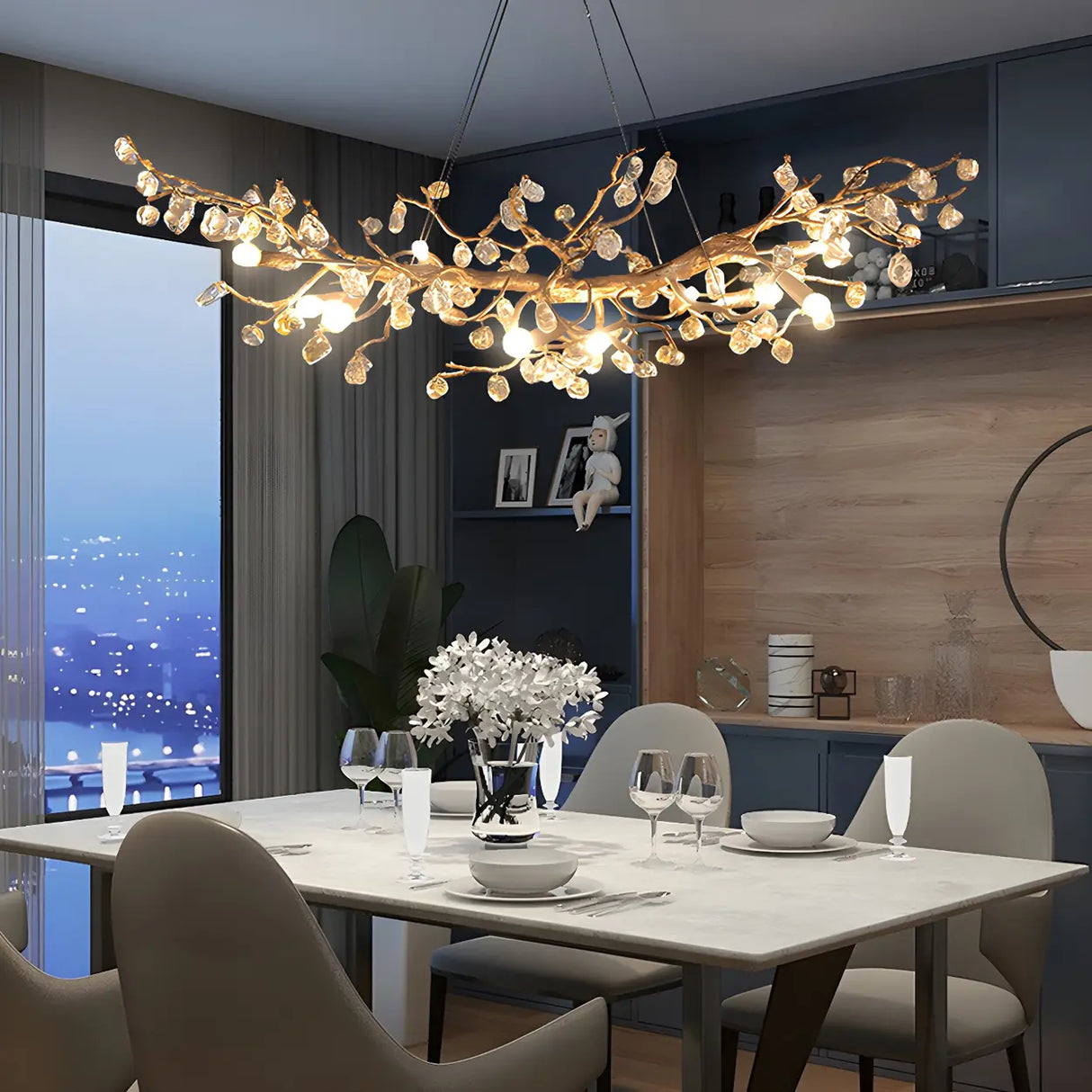 Modern Crystal Branch Chandelier for Dining Room Decor Image - 14
