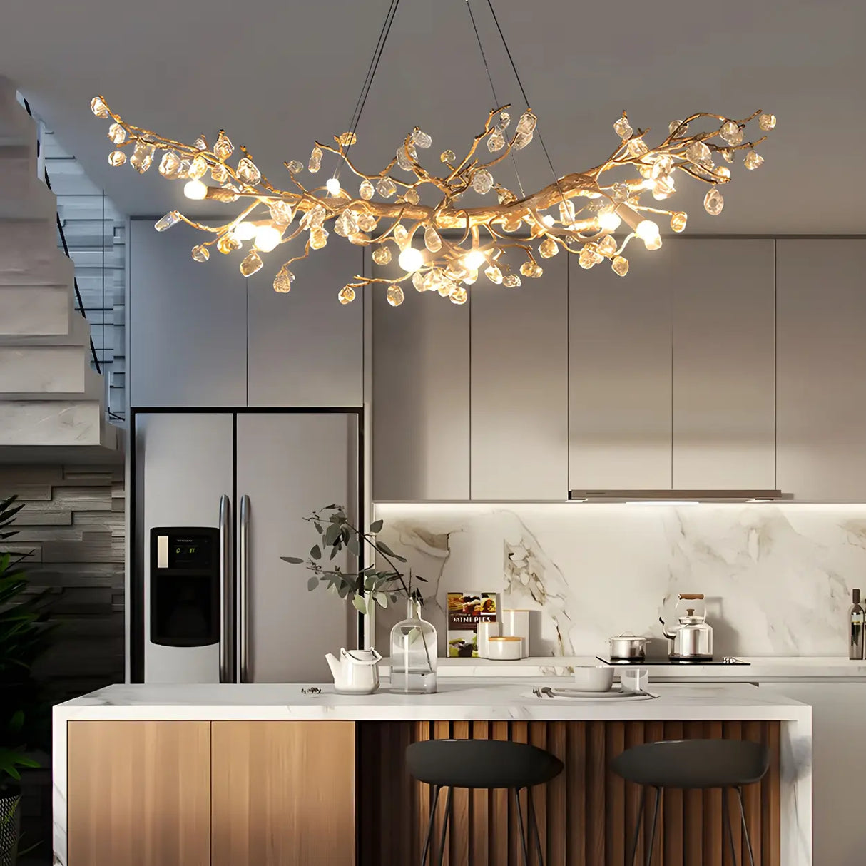 Modern Crystal Branch Chandelier for Dining Room Decor Image - 16