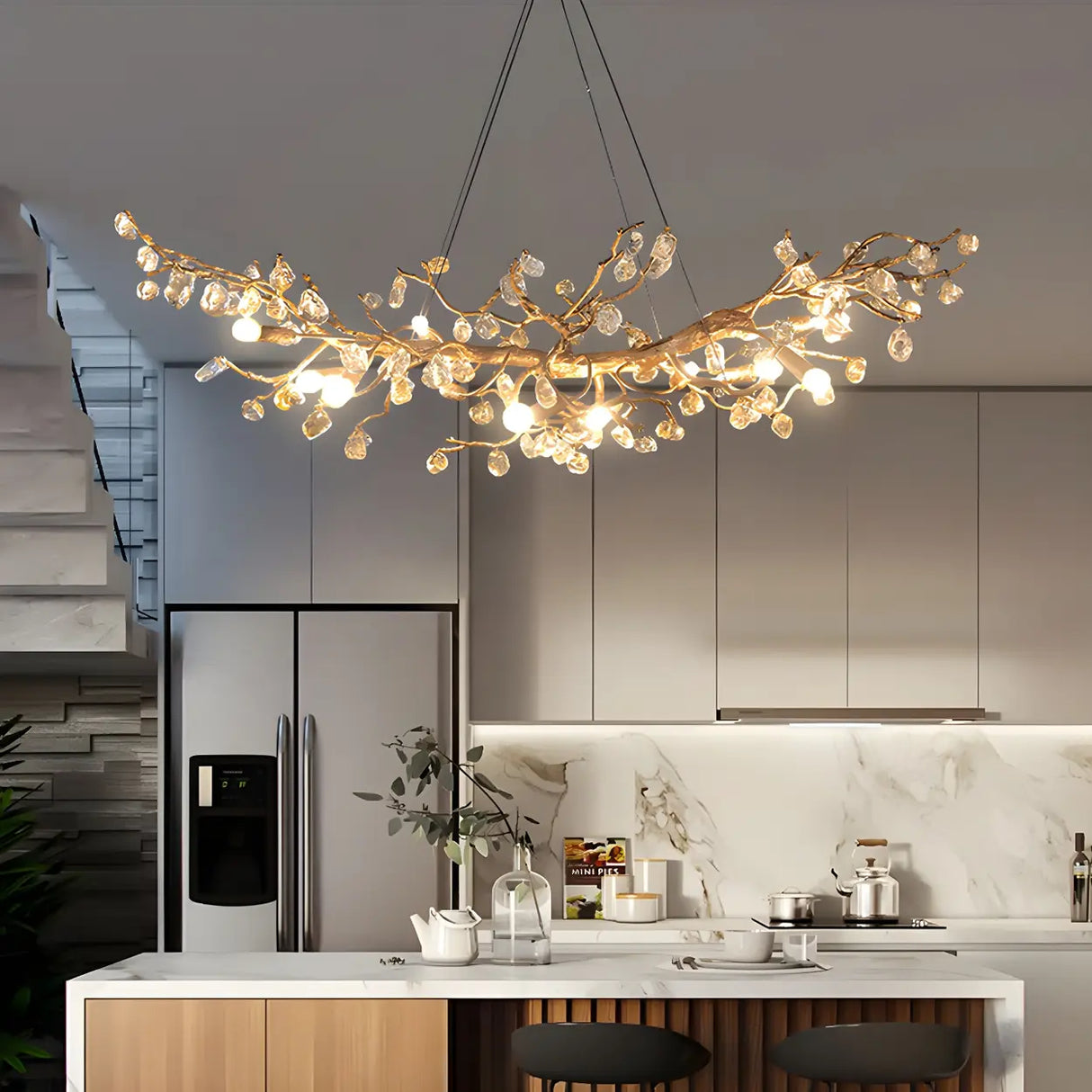 Modern Crystal Branch Chandelier for Dining Room Decor Image - 4