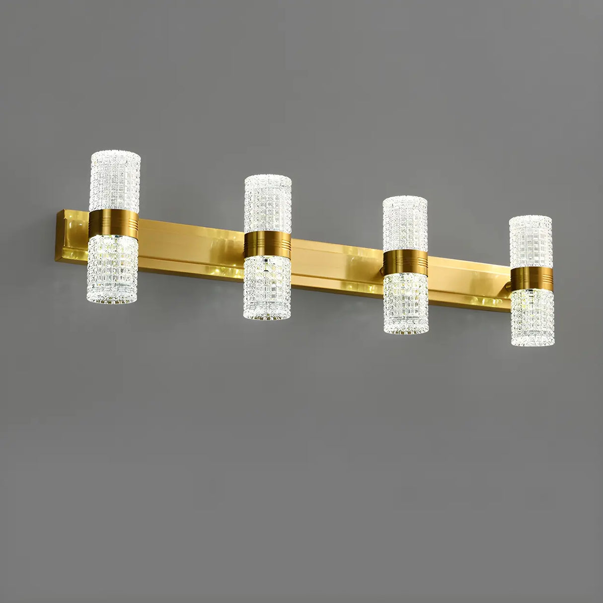 Modern Crystal Brass Wall Light, 4-Light Vanity Fixture Image - 11