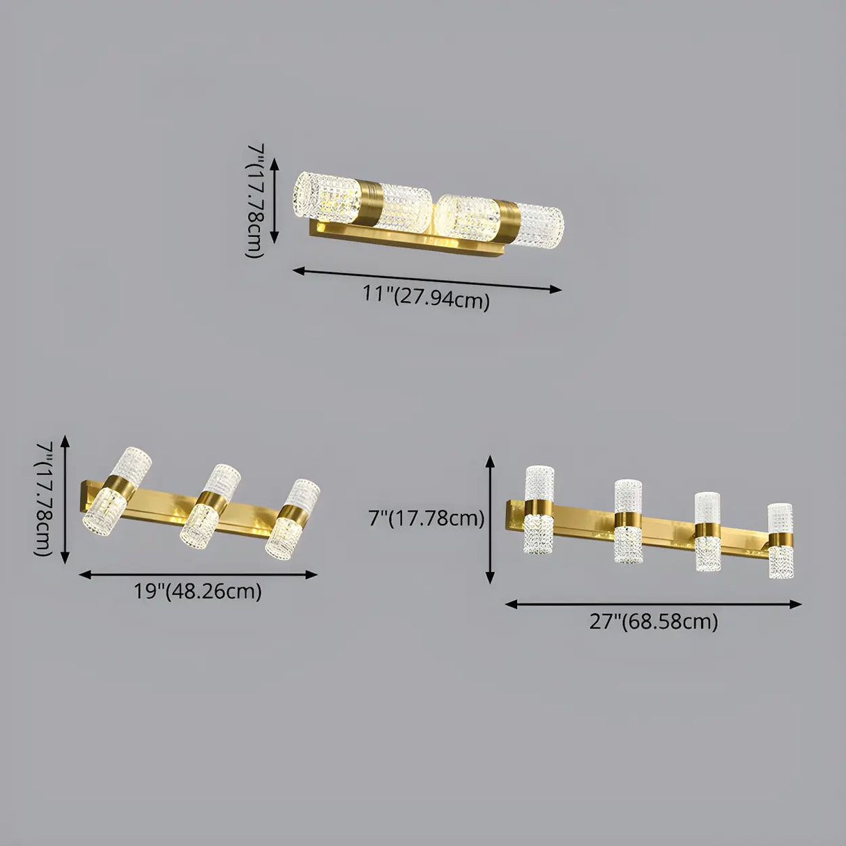 Modern Crystal Brass Wall Light, 4-Light Vanity Fixture Image - 9
