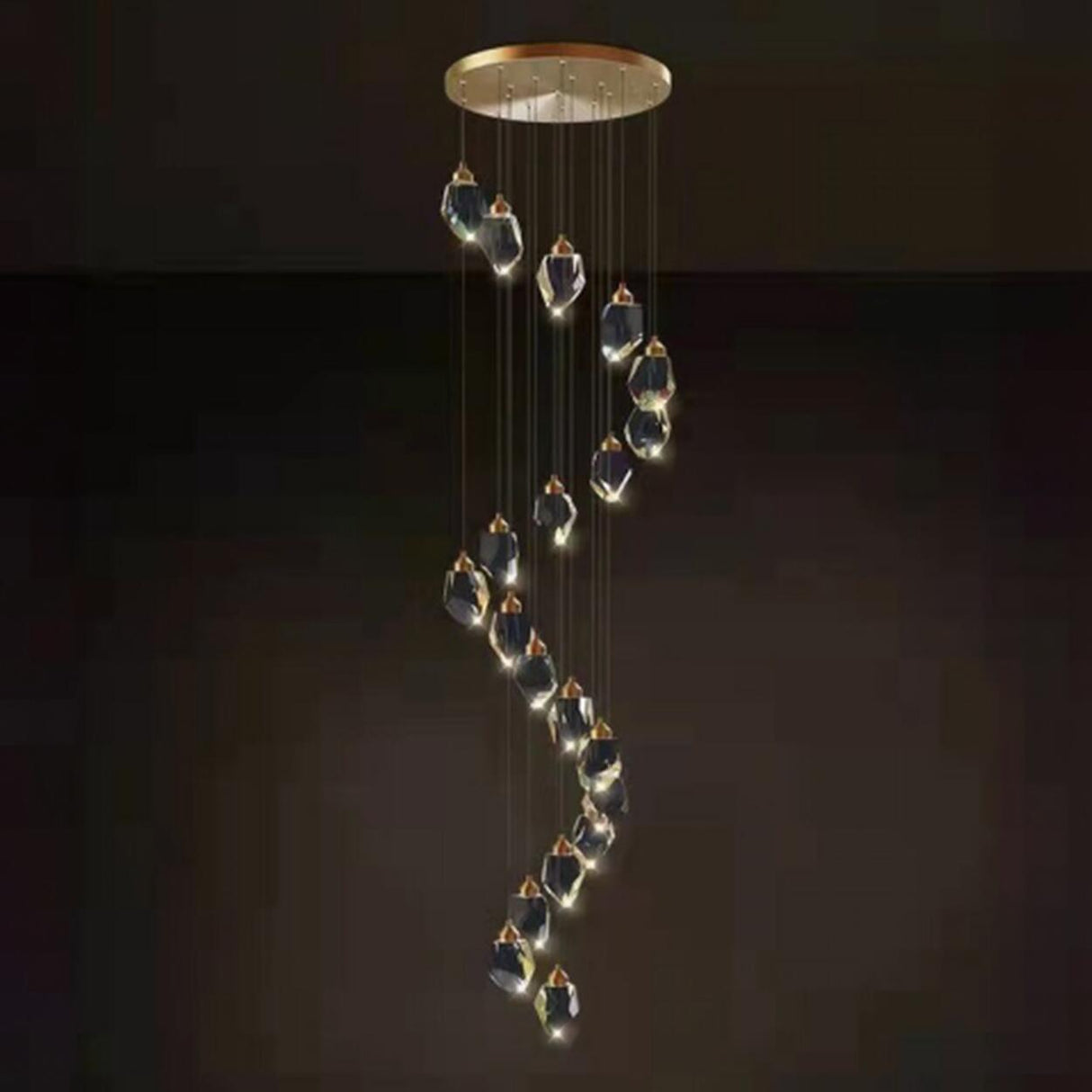 Modern Crystal Cluster String Led Pendant Light Image - 11