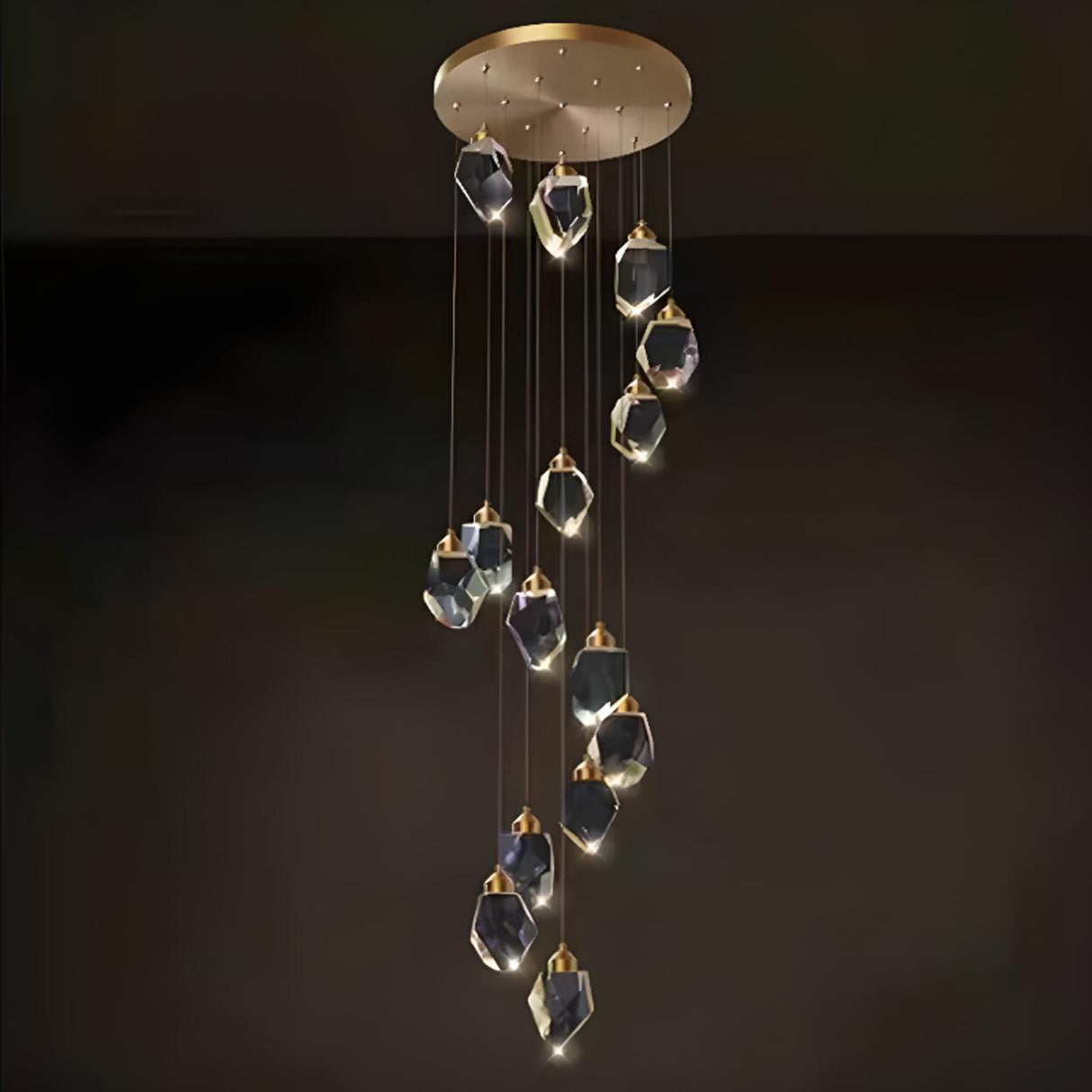 Modern Crystal Cluster String Led Pendant Light Image - 12