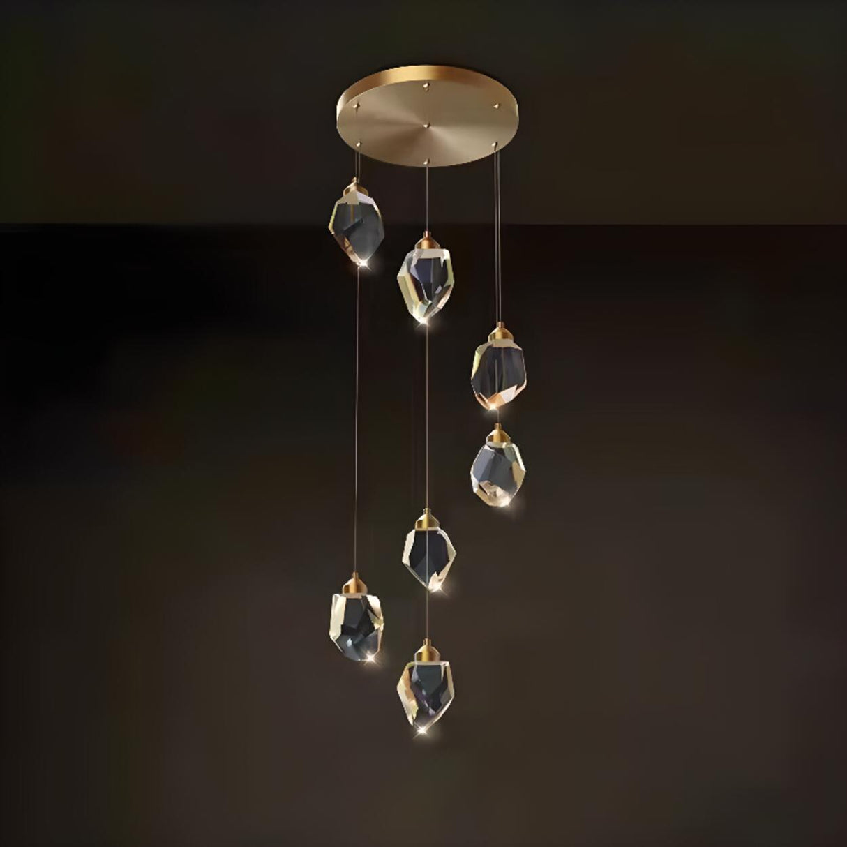 Modern Crystal Cluster String Led Pendant Light Image - 13