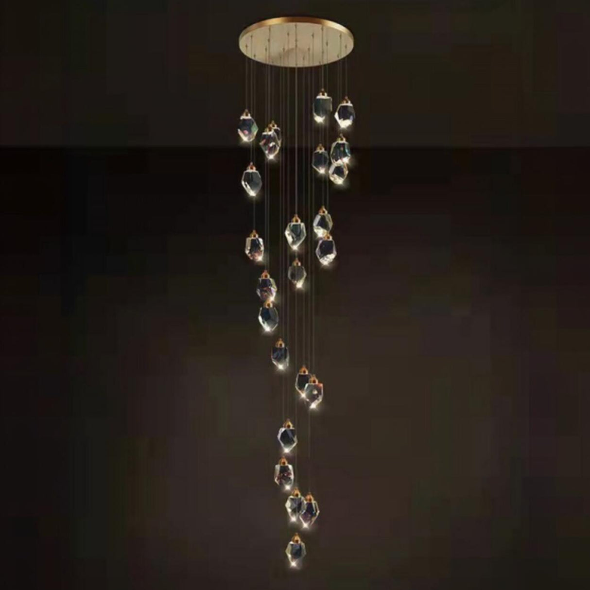 Modern Crystal Cluster String Led Pendant Light Image - 15
