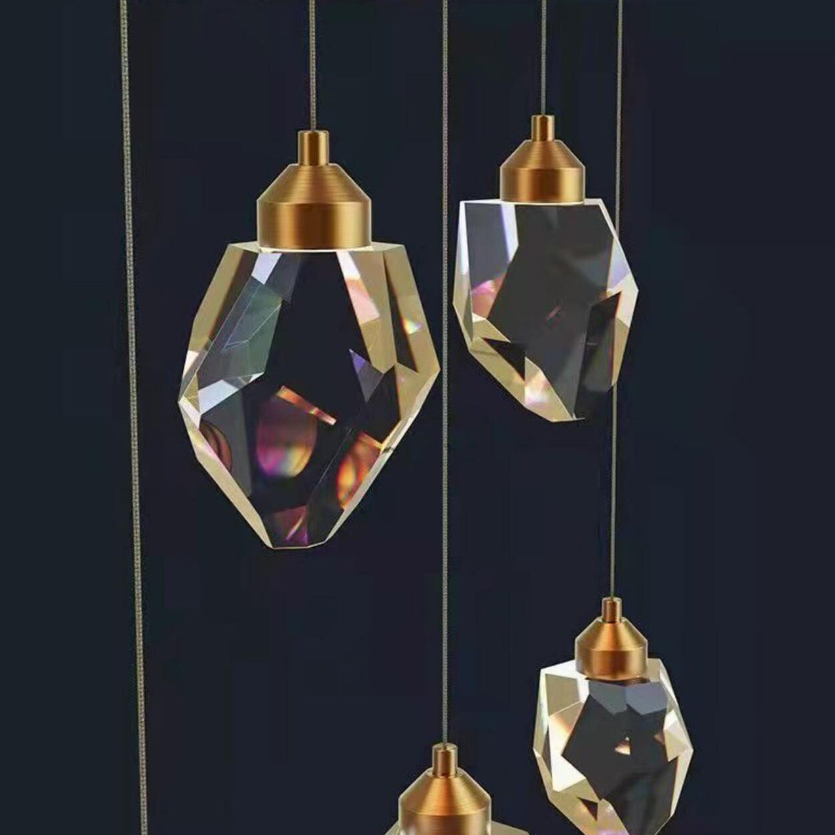 Modern Crystal Cluster String Led Pendant Light Image - 18