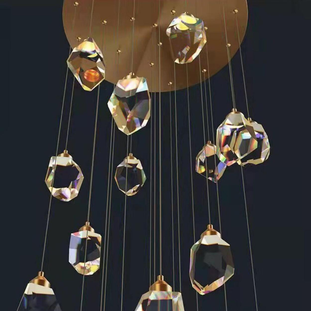 Modern Crystal Cluster String Led Pendant Light Image - 19